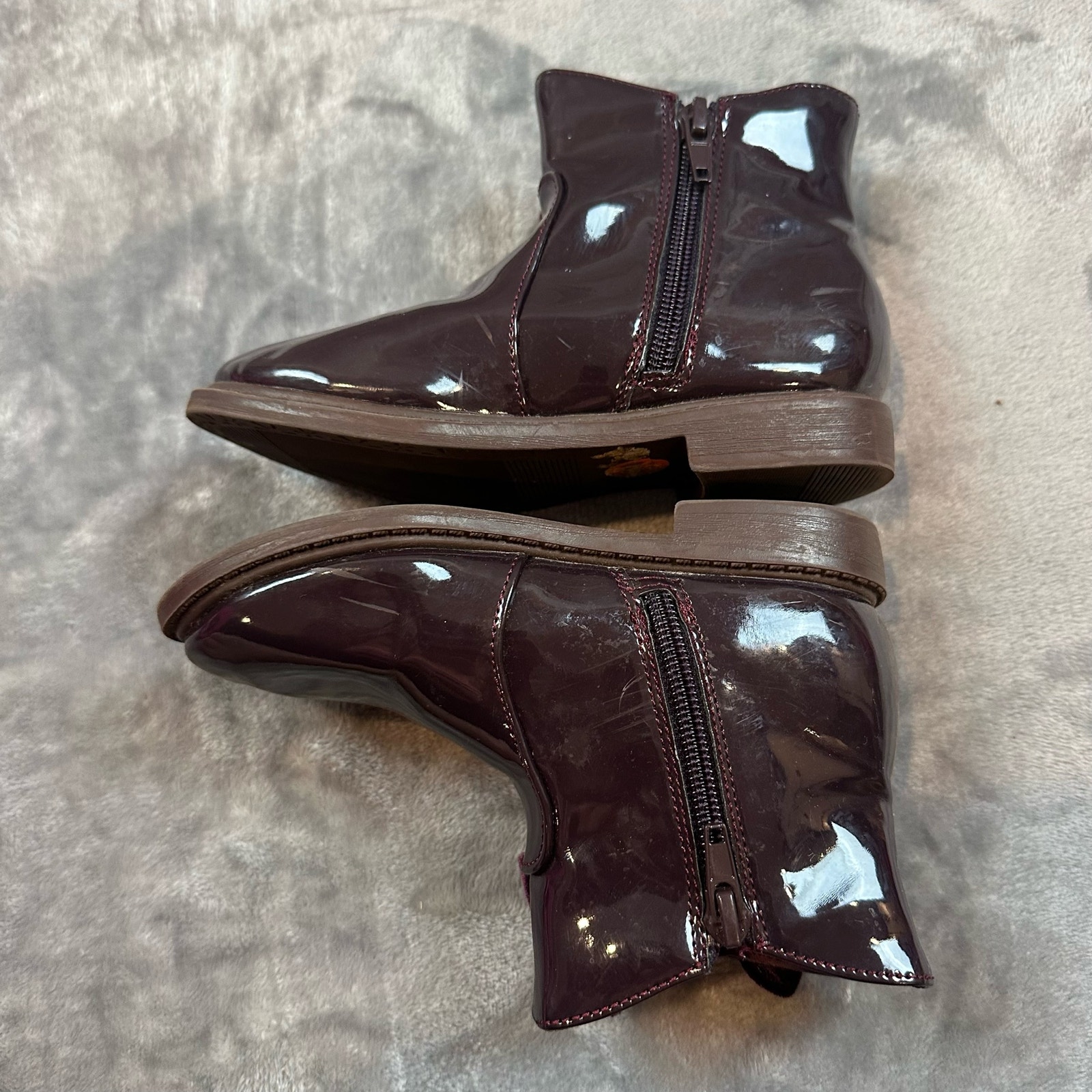 Matalana Purple Patent Leather Velvet Bow Zip Up Ankle Booties Boots Size 9 Us — image 6 of 8